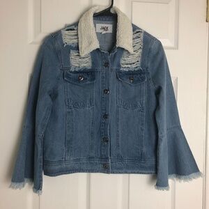 JACK by BB DAKOTA Bell Flare Cuff Jean Jacket Women Size XS